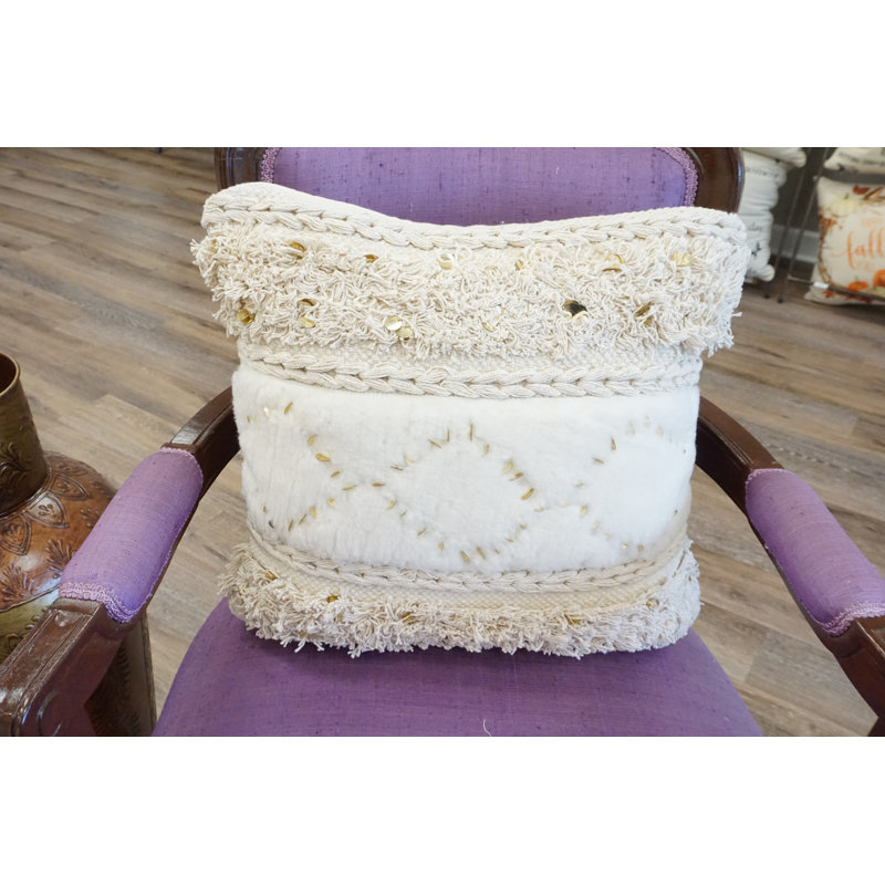 Fringed Cotton Throw Pillow