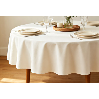 Nappe ronde en coton mélangé uni
