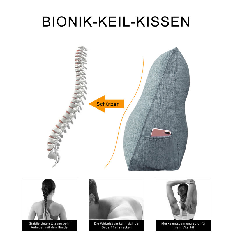 Coussin de tête de lit à dossier assis en mélange de lin gris, H 20 po x l 54 po x P 8 po