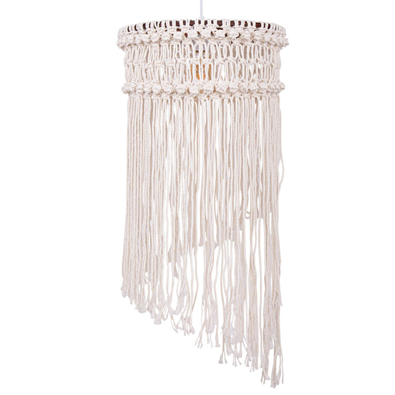 Luminaire suspendu cylindrique unique à 1 lumière Bellana, Beige, Blanc