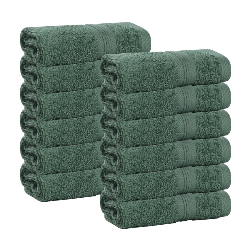  Serviettes de table en coton Smart Quick-Dry Zero Twist, lot de 12, Vert forêt