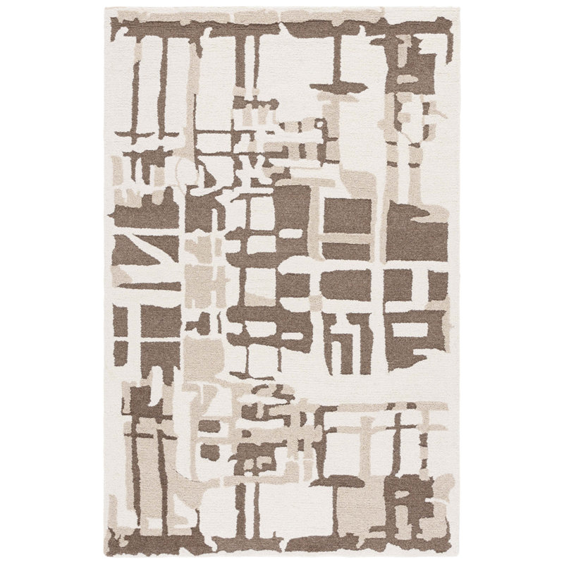 Ebony 815 Hand Tufted Wool & Cotton Abstract Rug, Rectangle 4' x 6'