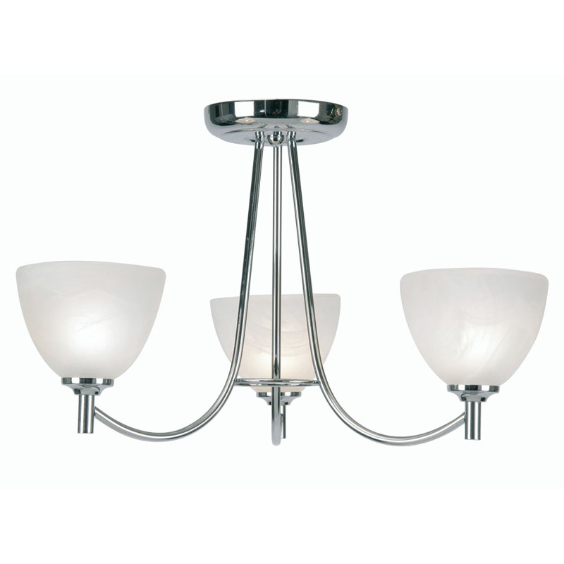 Hongshuo Frosted Glass Semi Flush Mount, Chrome