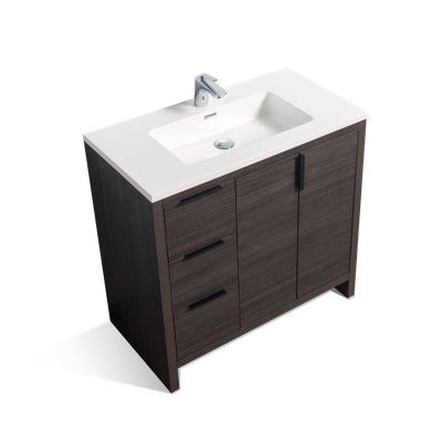 36'' Single Bathroom Vanity with Solid Surface Top