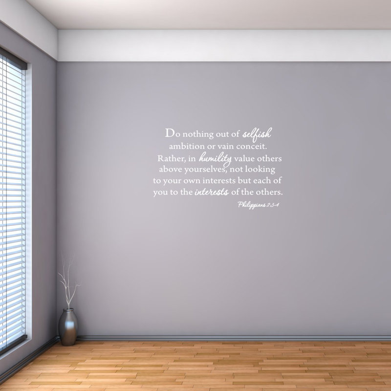 Décalcomanie murale citation "do nothing of selfish ambition" Dockett, Blanc