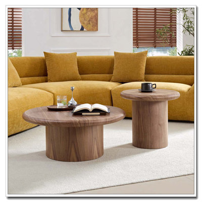 2-Piece Modern Round Coffee Table Set