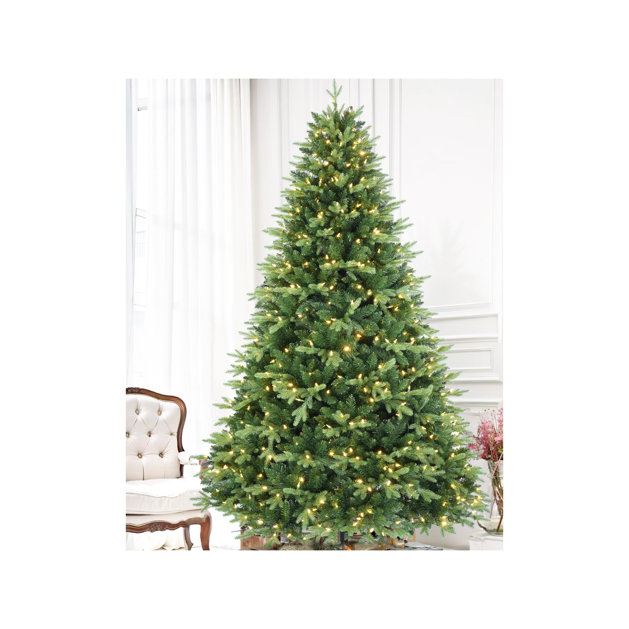 Artificial Christmas Tree for Home, Office, Party Decoration,PE&PVC Mixed Branch Tips, Easy Assembly, Foldable Metal Stand for Home Office Carnival Party Decoration