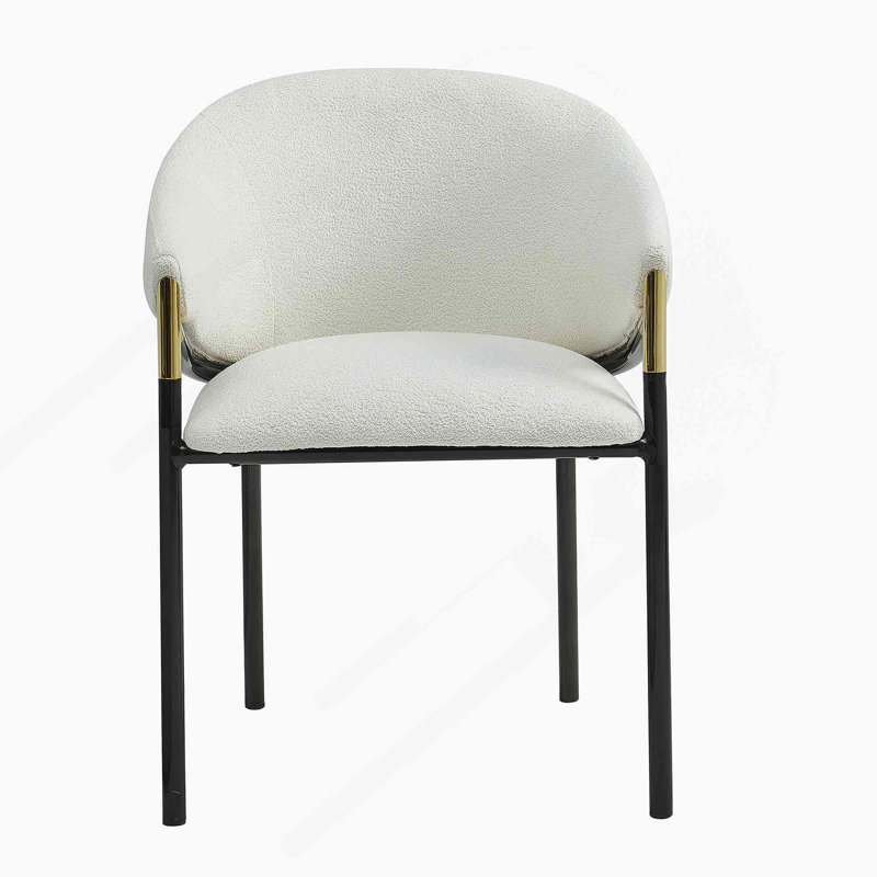 4 pièces Chaises de salle à manger rembourrées en tissu de style Mid-Century avec pieds en métal et chaises latérales pour la cuisine, la salle à manger et le salon