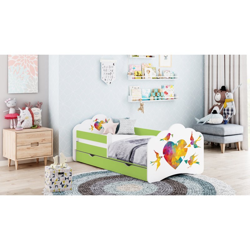 Calabrese European Toddler Bed Frame with Drawers, Green, 70 x 140cm