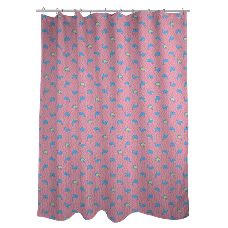 Rideau de douche simple katelyn elizabeth baleines, Rose / jaune / bleu
