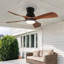 Ventilateur de plafond encastré avec pales en bois massif et lumière DEL à intensité variable, 42 po, noir classique, idéal pour les chambres à coucher et les patios
