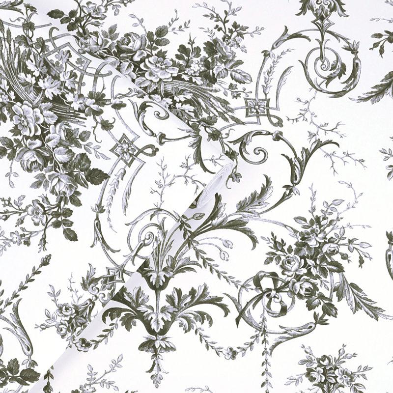 Laura Ashley Tuileries Charcoal Grey Wallpaper, Gray