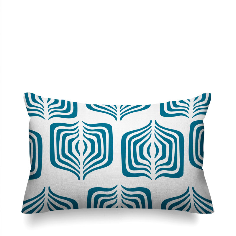 Dale Abstract Outdoor Reversible Throw Pillow, Turquoise