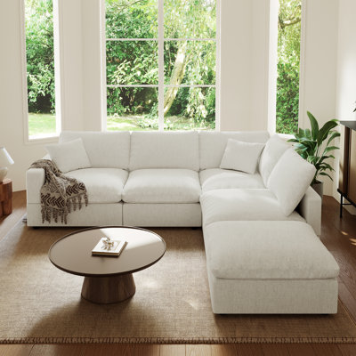 Canapé modulaire rembourré en forme de L avec repose-pieds pour salon et chambre à coucher