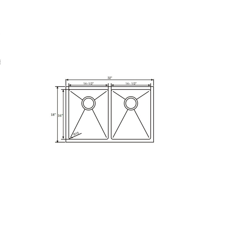 Évier de cuisine en acier inoxydable à double cuve encastrable L 32 po x l 18 po