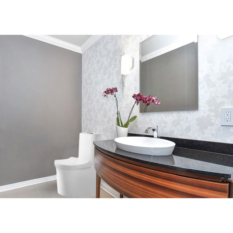 One-Piece Water Saver 4 GPF Compact Elongated Commercial Grade Dual Flush Toilet 