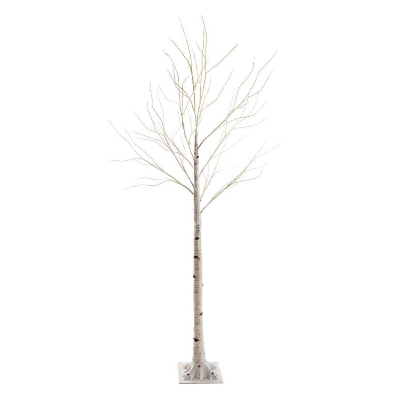 84 po bouleau artificiel d'intérieur / extérieur H 7 po avec 280 lumières multicolores blanc chaud