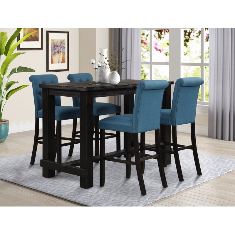Brookwood Apputhurai 4 - Person Bar Height Dining Set, Blue
