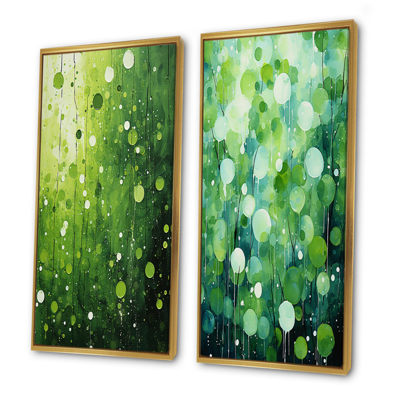Quirky Quarters Botanical - Abstract Popart, ensemble de 2 reproductions sur toile, H 28 po x l 25 po, Cadre flottant doré