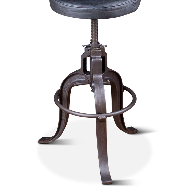 Wellington Upholstered Adjustable Stool with Metal Frame, Ebony