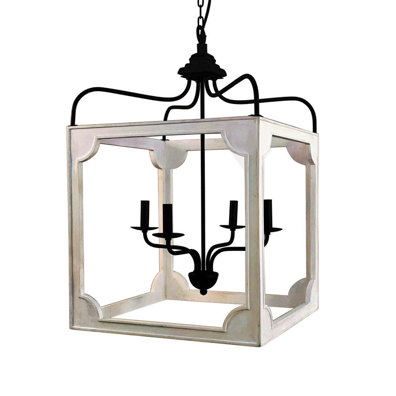 Luminaire suspendu carré 4 lumières lanterne Godalming