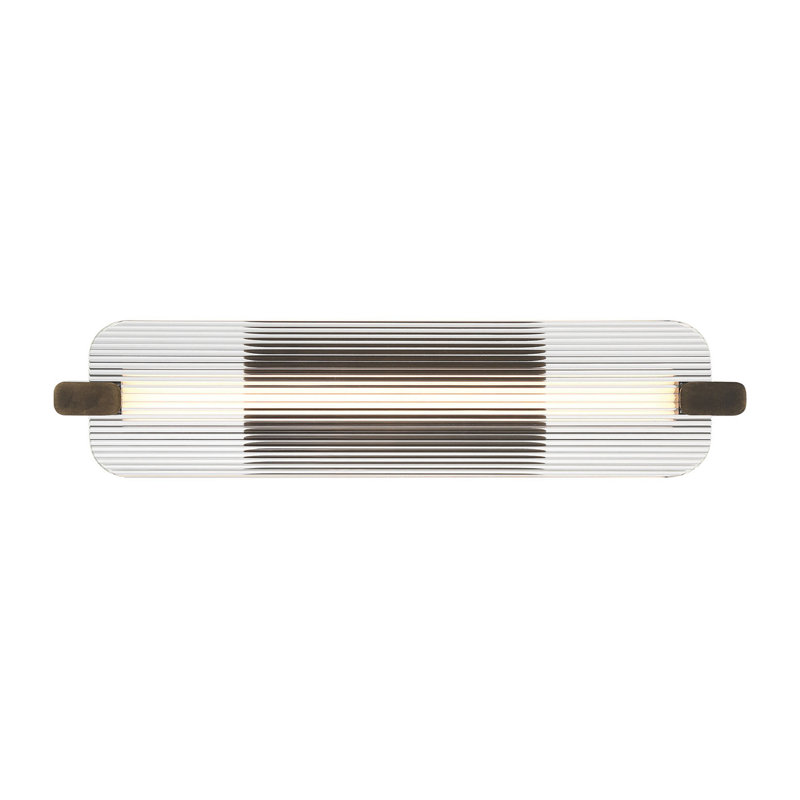 Meuble-lavabo néon, 25 po, laiton patiné, verre transparent, Clair