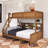 Wood Frame Twin XL Over Queen Size Bunk Bed With Storage Shelves And USB Ports-177550540-177550538