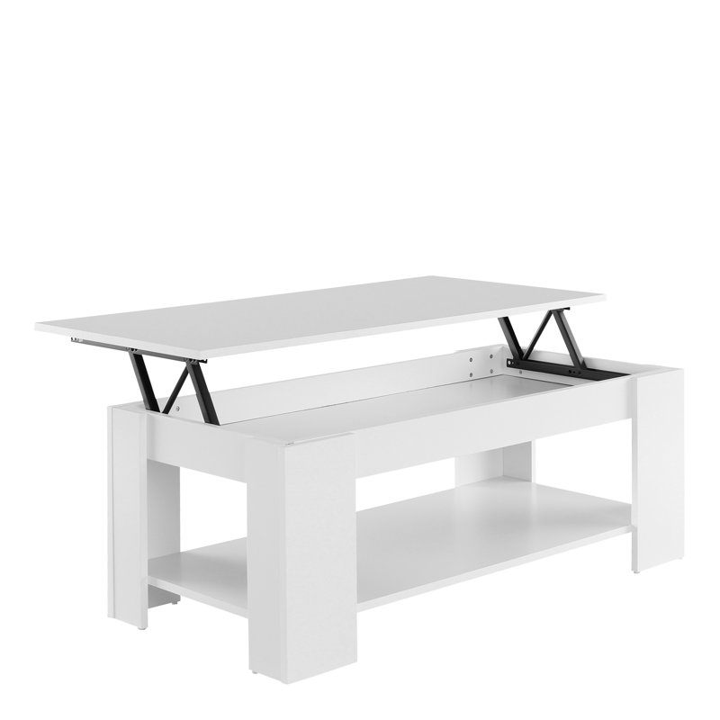 Adrianne Lift Top Four Leg Coffee Table with Storage, White