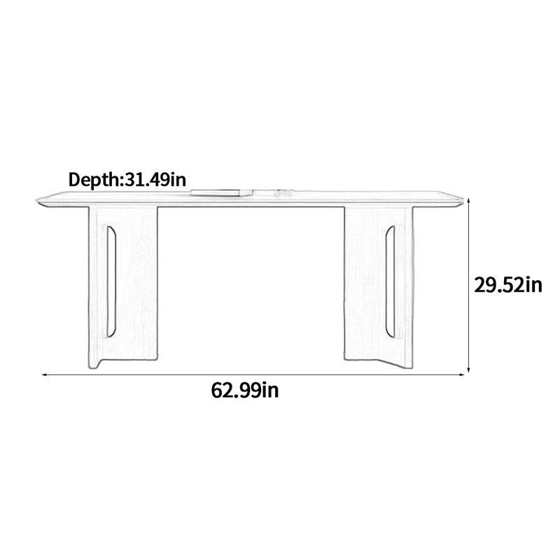 Table de salle à manger Travertine Rock, H 29,52 po x L 62,99 po x l 31,49 po 