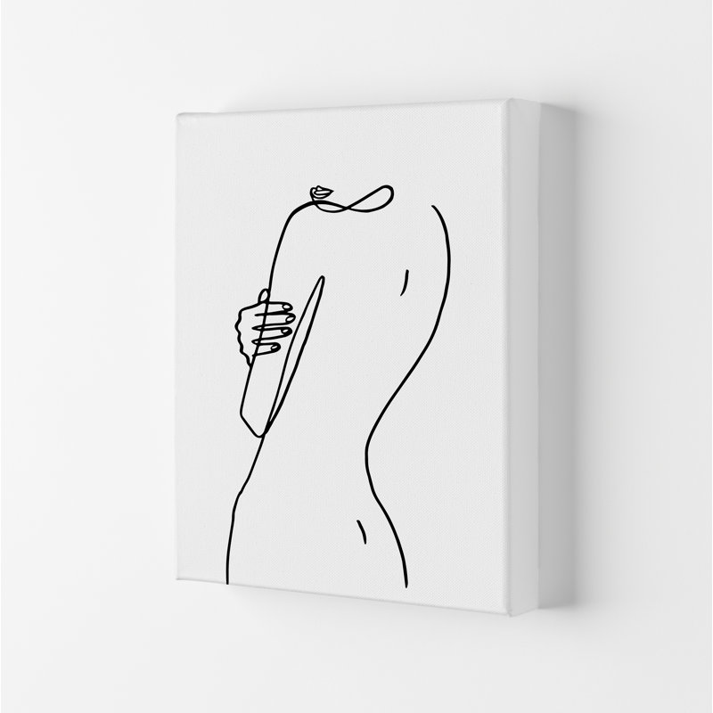 Female Hiding Back Pose - Print, 84.1cm H x 59.4cm W x 4cm D, Wrapped Canvas