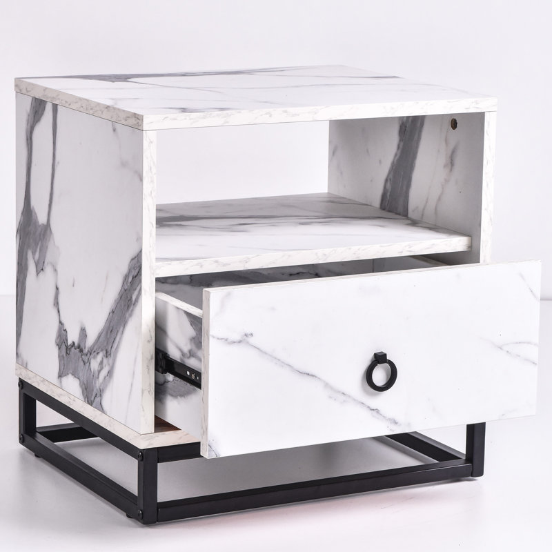 Bluejacket 50.2 cm W Bedside Table, Marble