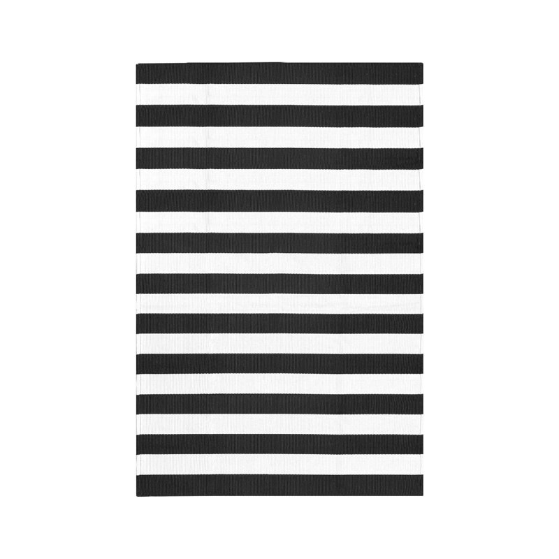 Black White Striped Rug 5' x 7' for Kitchen Patio