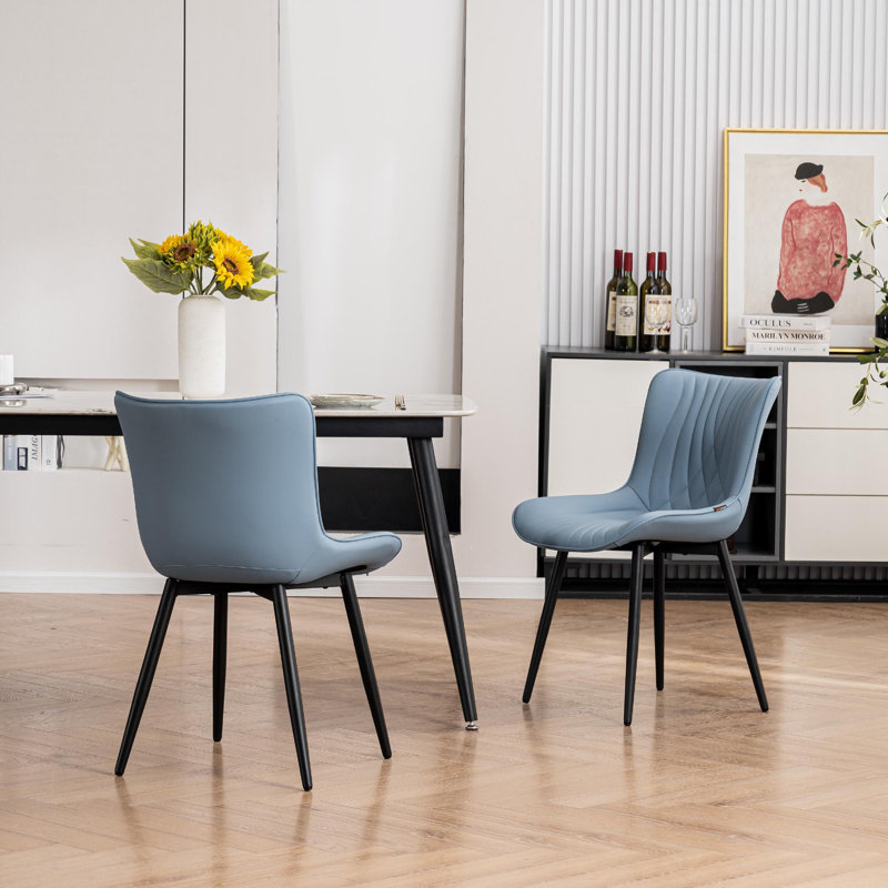 Comfortable Padded Dining Chairs with Back Easy Assembly Upholstered Side Chair, Accent Chairs for Kitchen, Dining Room, Blue