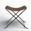 Augusta 22.5" W Foldable Genuine Leather and Iron Accent Stool