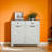 Modern Double Tilt-Out Trash Cabinet For 20-Gallon Cans, Two Hideaway Drawer, Barn Door Style Laundry Sorter For Kitchen