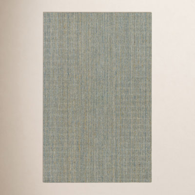 Blue Gold Hand-Woven Striped Rug