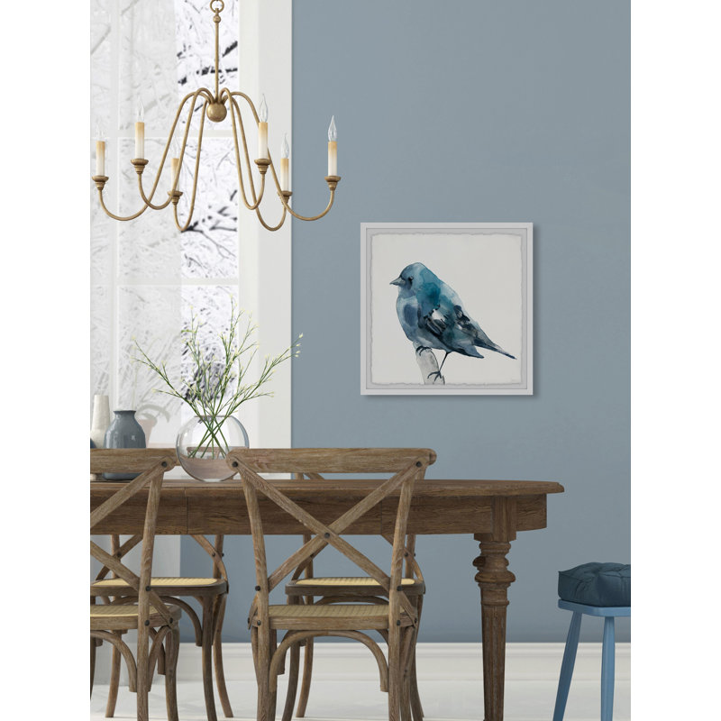 Chubby Blue Bird par Parvez Taj - reproduction d'art sur papier encadrée, H 12 po x l 12 po x P 1,5 po