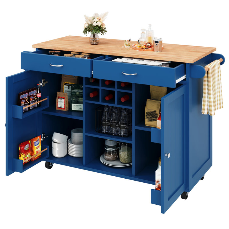 122 cm W Kitchen Island with Top, Blue