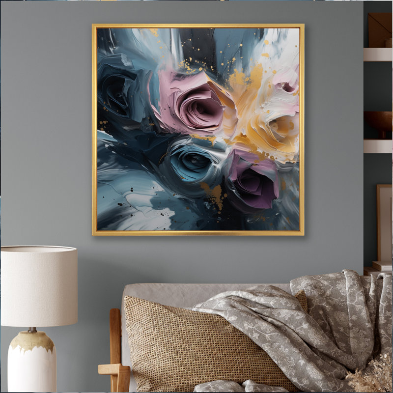 «Pink Rose Symphony II», reproduction d'art sur toile, H 30 po x l 30 po x P 1 po, Cadre flottant doré