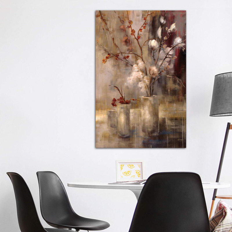 «Silver Floral» par Simon Addyman - reproduction d'art, Toile tendue, H 60 po x l 40po x P 1,5 po