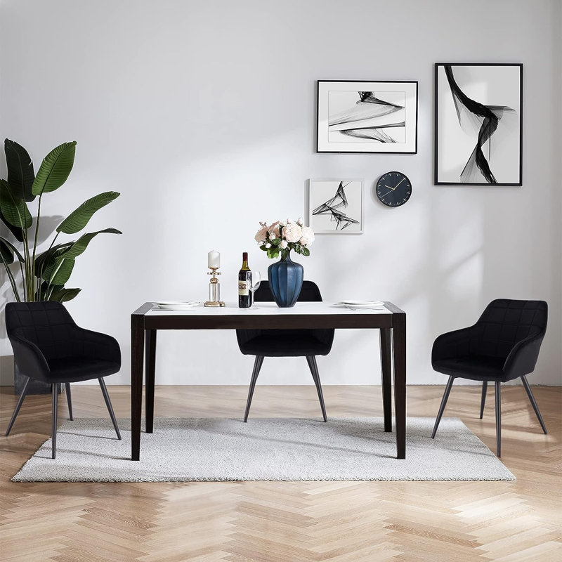 Palumbo Upholstered Dining Chair, Black, Black, 2