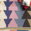 Tapis de couloir en laine à motif géométrique Leiarna pour le salon, la chambre à coucher, la salle à manger, le vestibule, le couloir et la cuisine, multicolore / noir-669549183