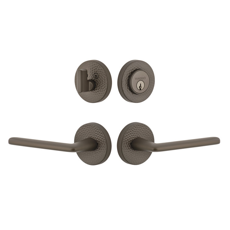 Viaggio Circolo Hammered Texture Rosette Complete Entry Set with Brezza Lever