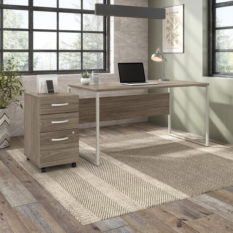 Hybrid Desk, Dark Gray, 29.91" H x 59.45" W x 29.37" D