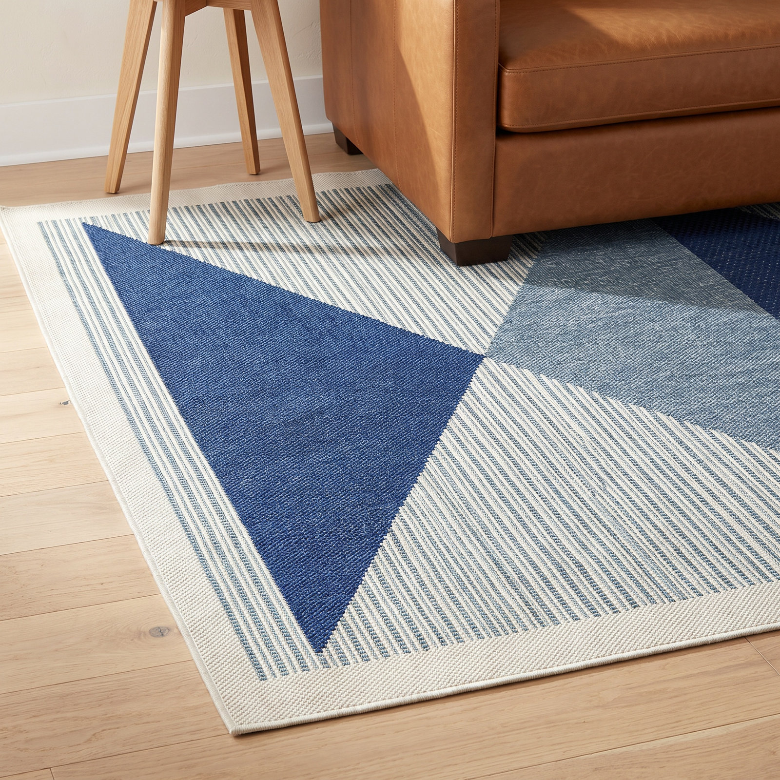 Navy Geometric Indoor Outdoor Rug, Rectangle 7'10" x 10'