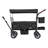 Wagon Stroller for 2 Kids, Push Pull Quad Collapsible Stroller with Adjustable Handle, Encircling Harness Removable Canopy, 4 Wheels with Brakes, Mutifunction Tandem Stroller for Camping Black