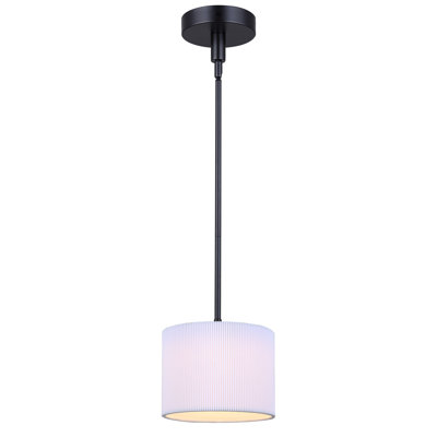 Luminaire suspendu tambour noir mat à 1 lumière Jaqui