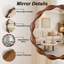 Miroir de coiffeuse mural Marka rond vintage 32,5 po, cadre en bois massif, design organique ondulé-836638694-822820095
