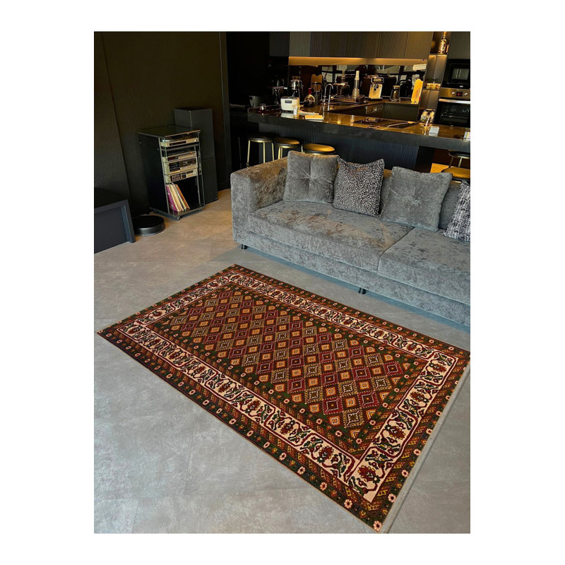 Tapis décoratif lavable à motif rétro et traditionnel, Tapis de couloir 3 pi 3 po x 6 pi 7 po inclus
