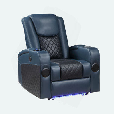 Alair Leather Aire Power Motion Recliner W/Bluetooth, Wireless Charger & Cupholder